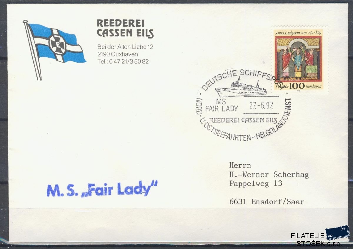 Lodní pošta celistvosti - Deutsche Schifpost - Fair Lady