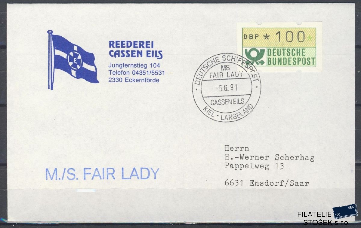 Lodní pošta celistvosti - Deutsche Schifpost - Fair Lady