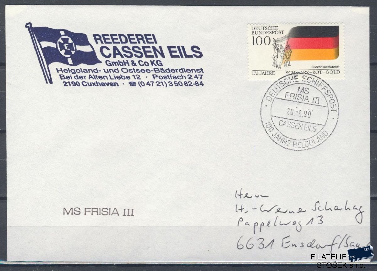 Lodní pošta celistvosti - Deutsche Schifpost - Frisia III