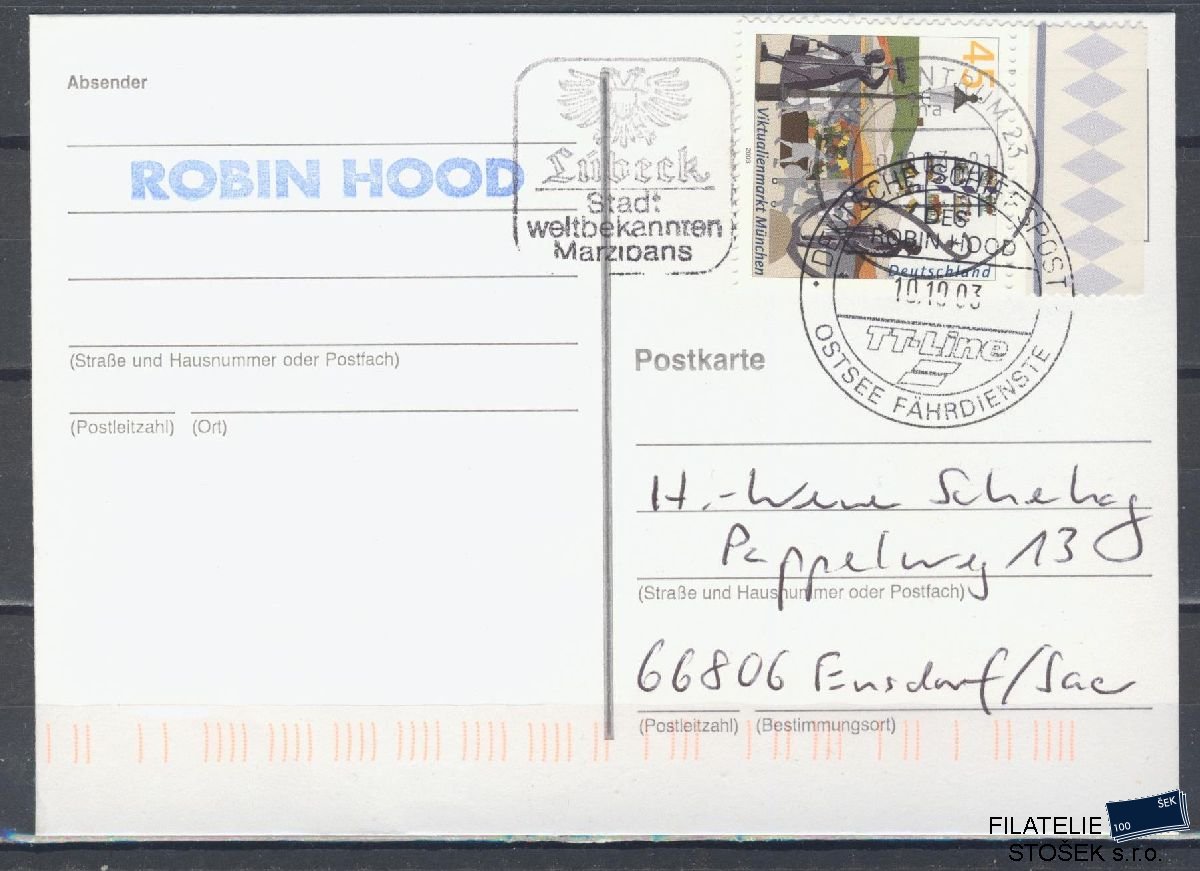 Lodní pošta celistvosti - Deutsche Schifpost - Robin Hood