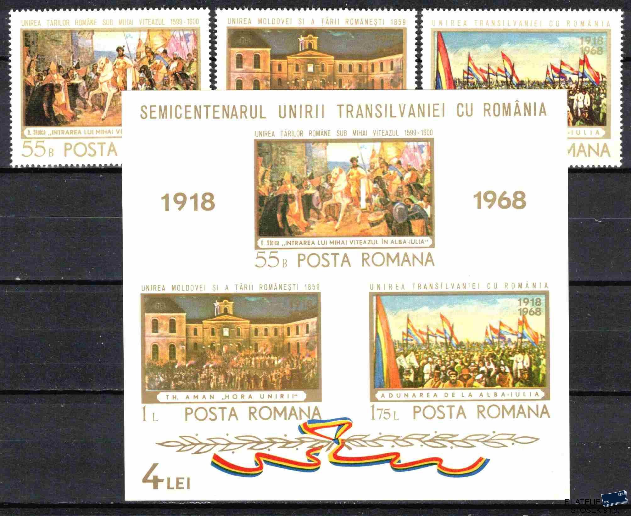 Rumunsko známky Mi 2721-3+Bl.68