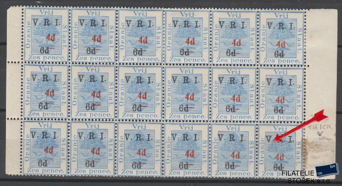 Oranje Staat známky Mi 36 18 Blok