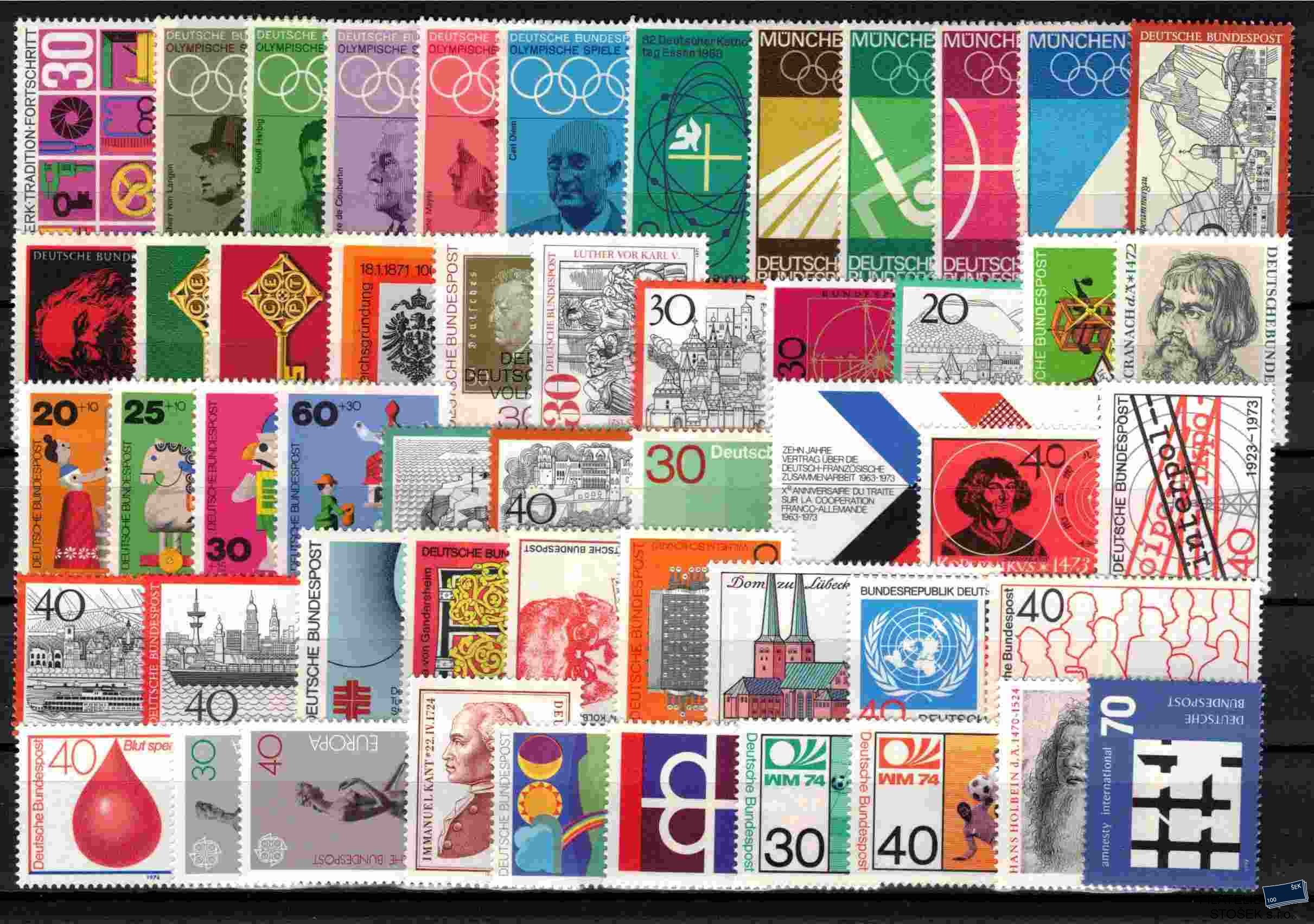 Německo - Bundes známky - sestava známek na kartičce A 5