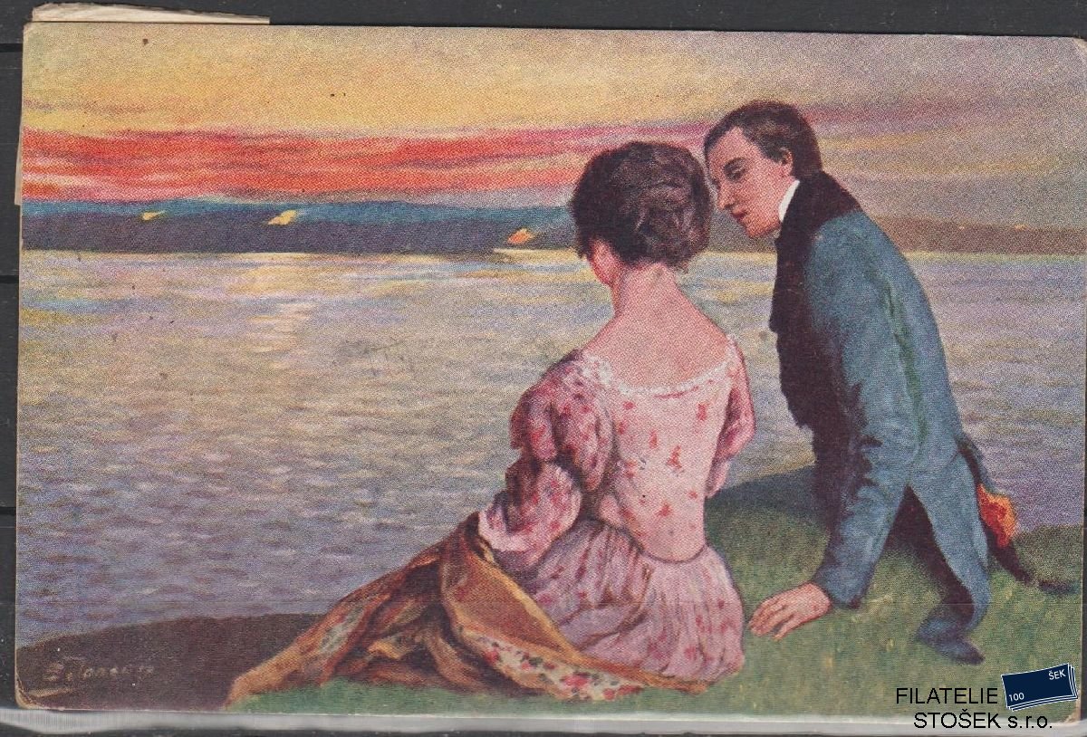 Námětová Pohlednice - Milenecký pár u jezera