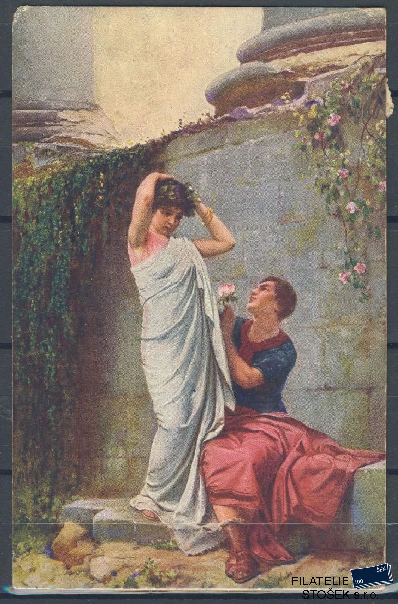 Námětová Pohlednice - Muž se ženou v zahradě