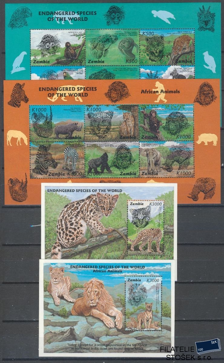 Zambia známky Mi 674-85 + Bl 21-22