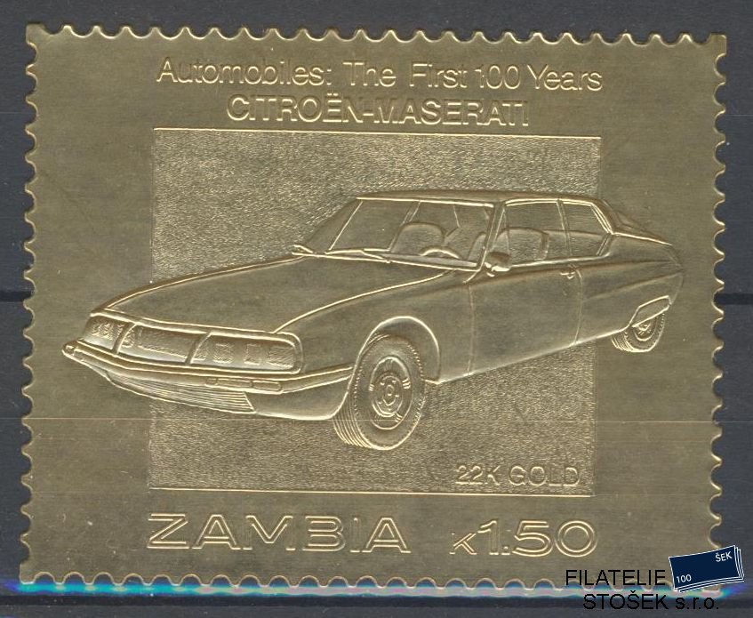 Zambia známky Mi 100 let Automobilu - 22K Gold - Citroen - Maserati