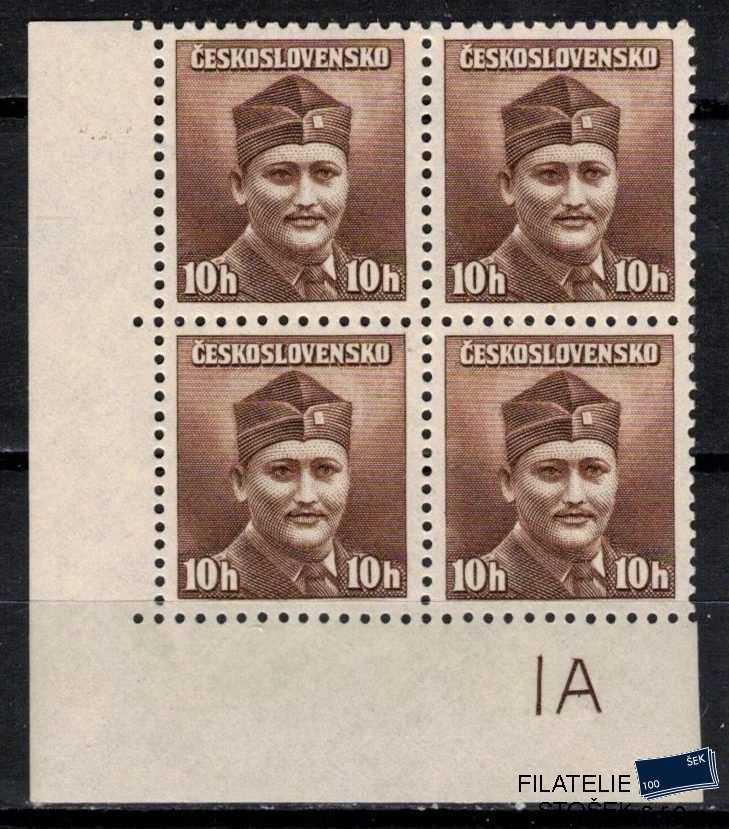 ČSSR známky 388 Čtyřblok rohový Dč IA