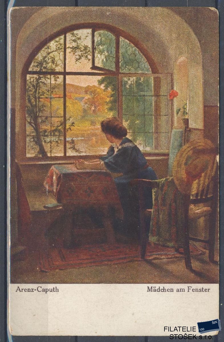 Námětová Pohlednice - Dívka u okna