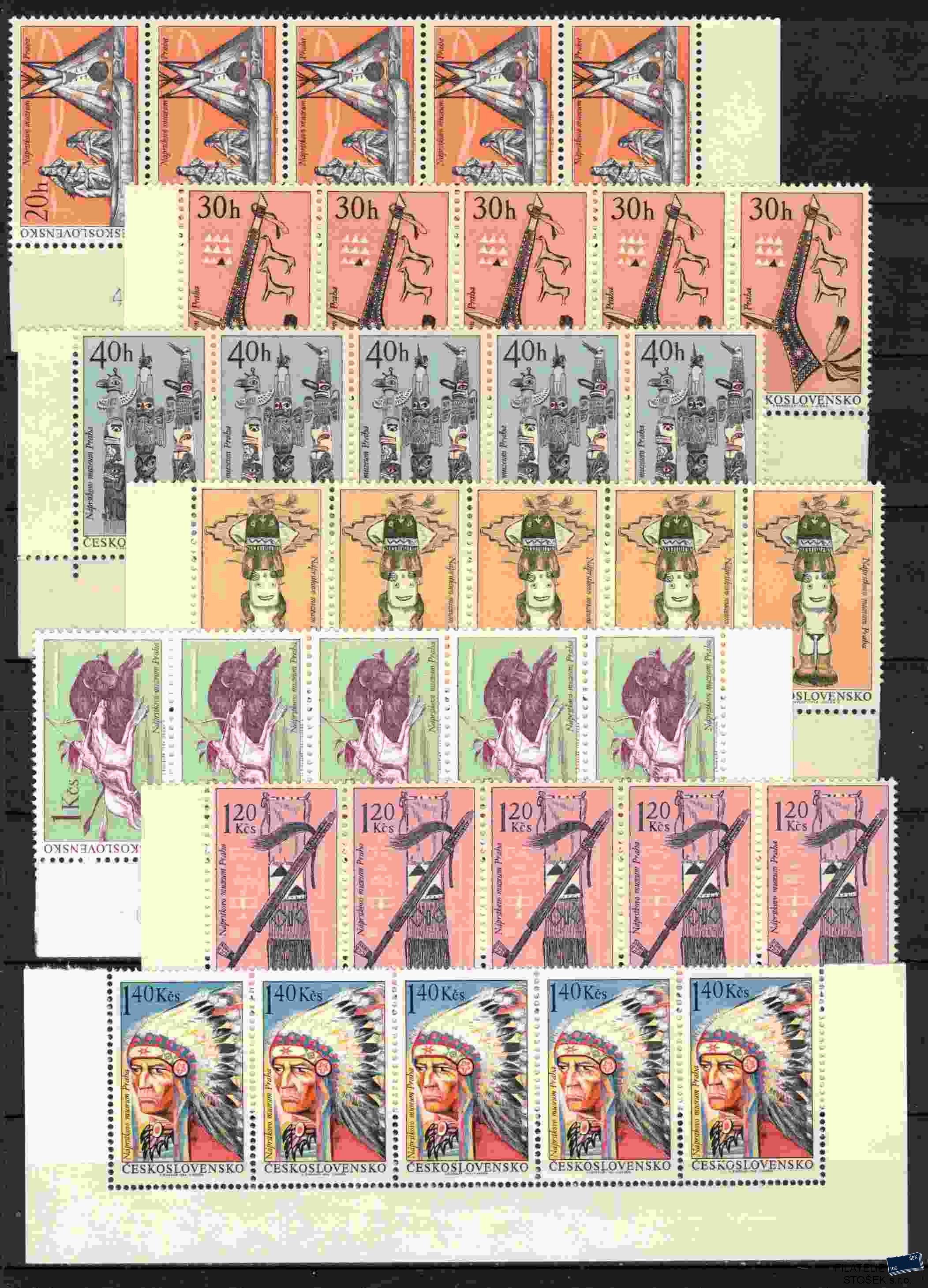 ČSSR známky 1535-41 5-ti pásky rohové