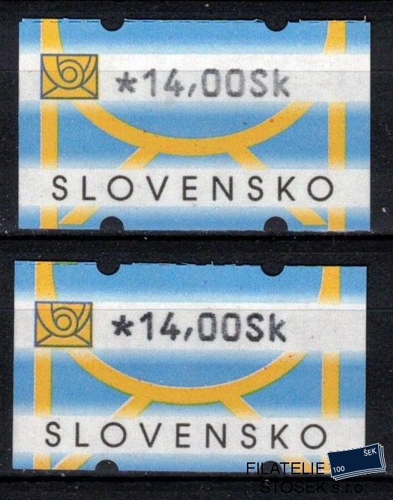 Slovensko známky AT I hodnota 14 Sk světlý a tmavý tisk