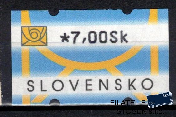 Slovensko známky AT I hodnota 7 Sk DV posun žluté barvy dole