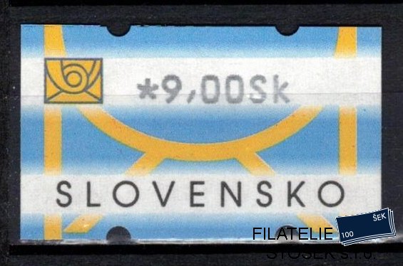 Slovensko známky AT I hodnota 9 Sk DV posun žluté barvy