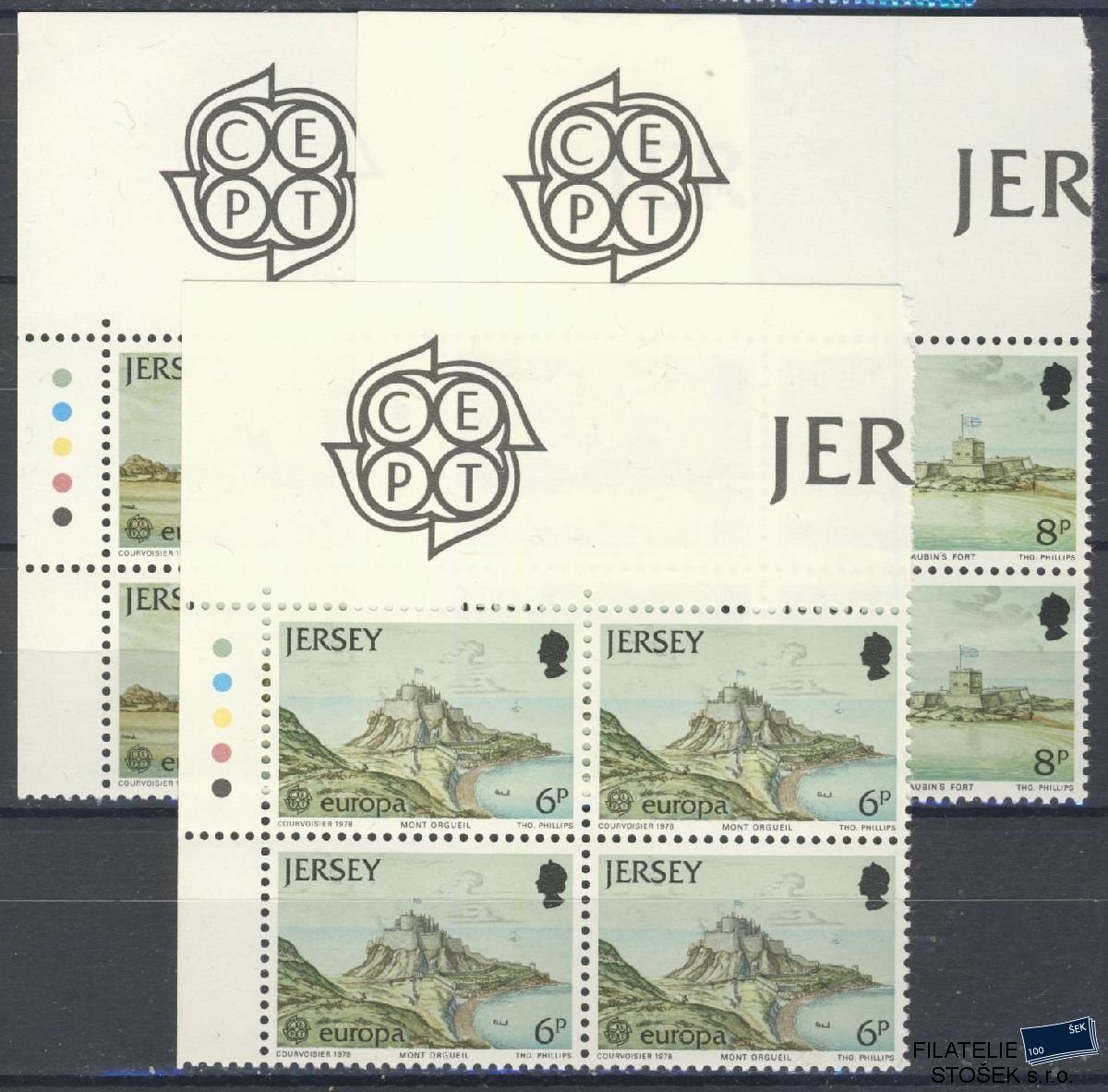 Jersey známky Mi 177-79 4 Blok