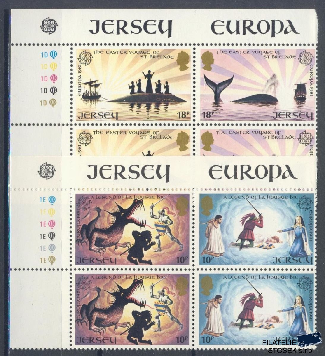 Jersey známky Mi 253-56 4 Blok