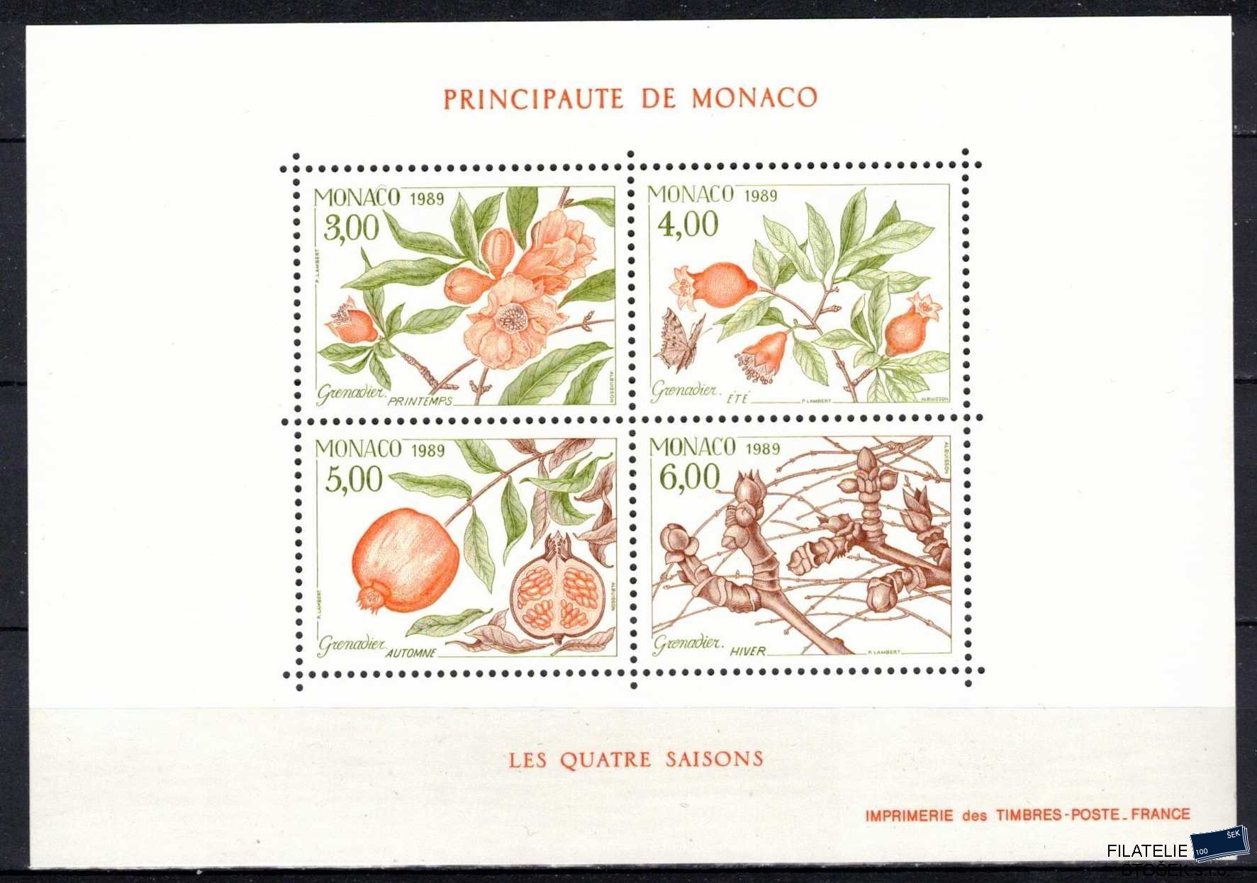 Monako známky Mi 1907-10 - Bl.42