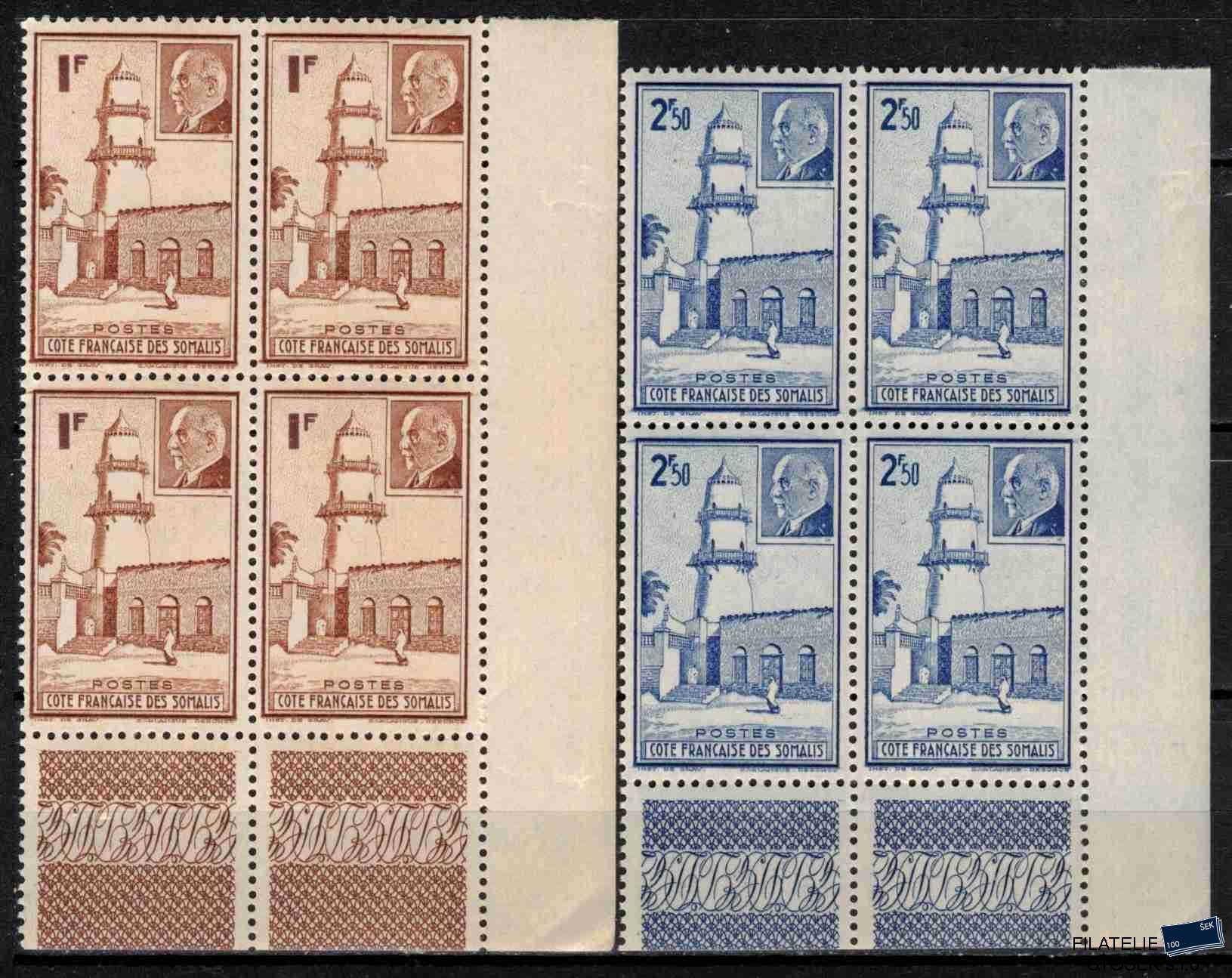 Cote des Somalis známky 1941 Marechal Petain Čtyřbloky