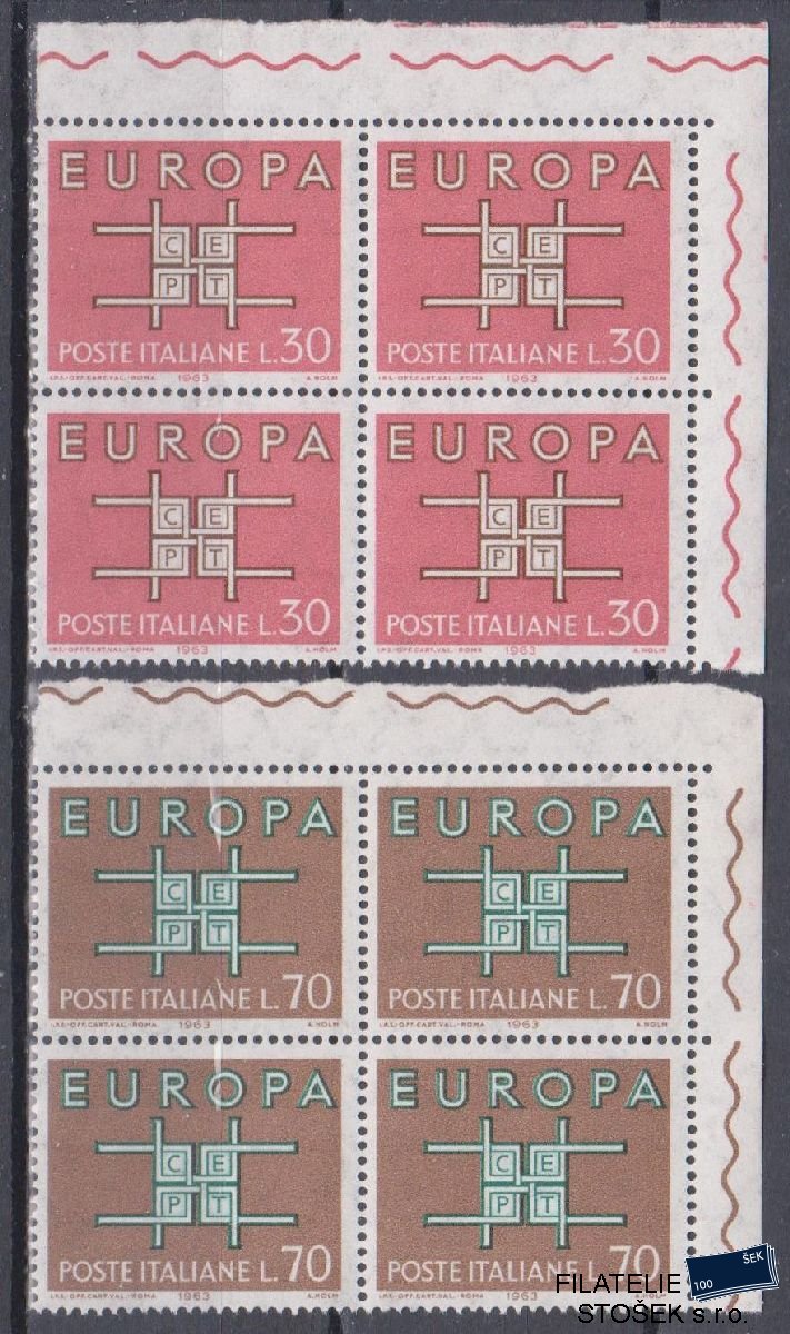 Itálie známky Mi 1149-50 4 Blok Rohový