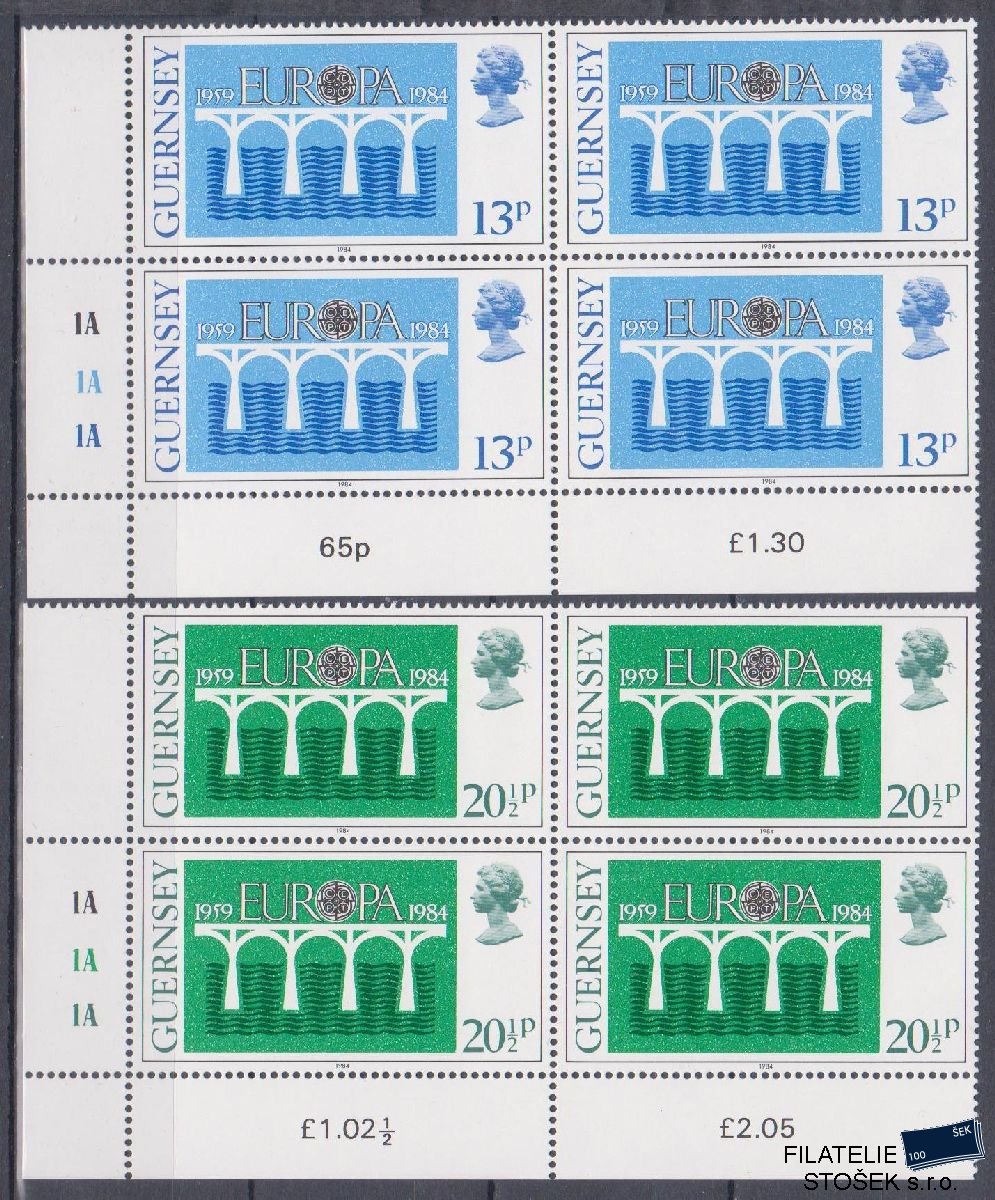 Guersney známky Mi 286-87 4 Blok