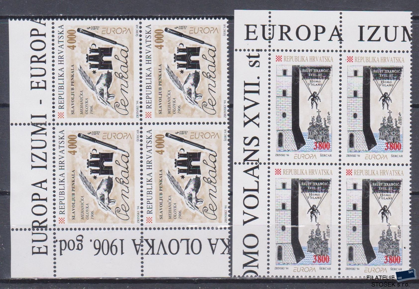 Chorvatsko známky Mi 274-75 4 Blok Rohový