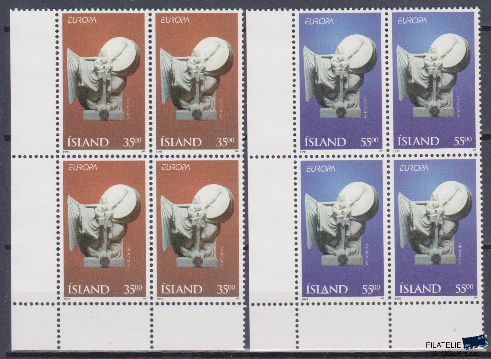 Island známky Mi 826-27 4 Blok Rohový