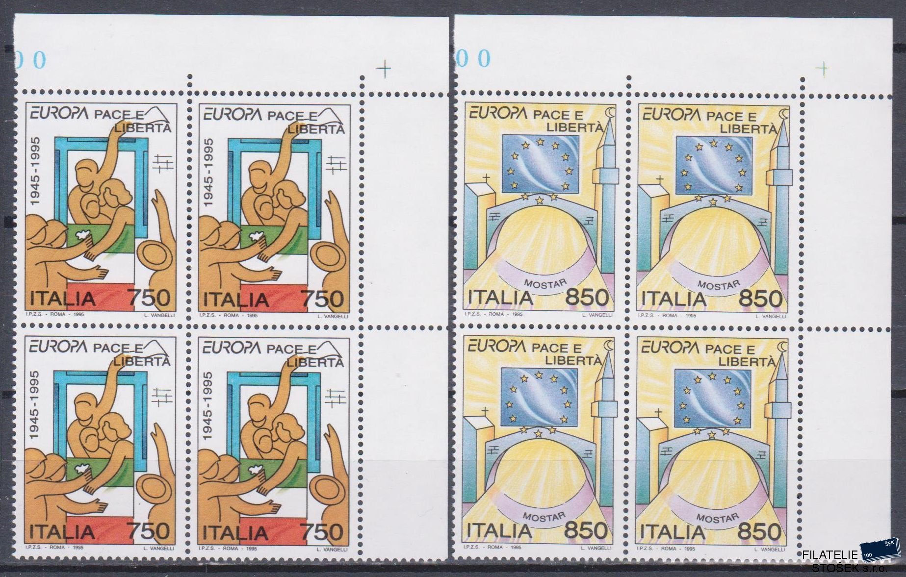 Itálie známky Mi 2383-84 4 Blok Rohový