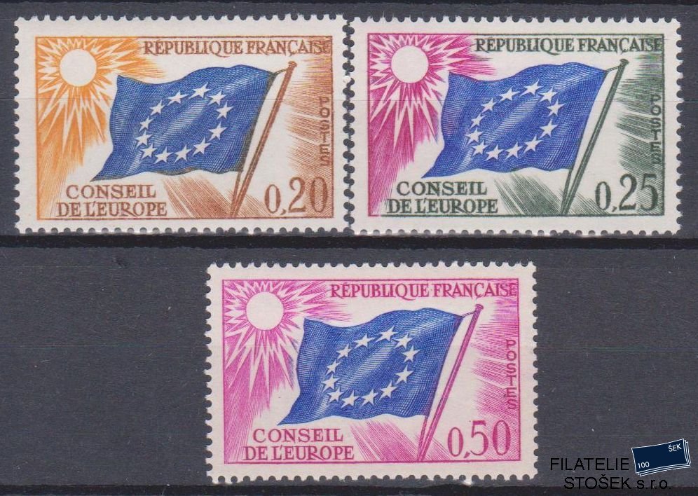 Francie služební Europarat známky Mi 7-9