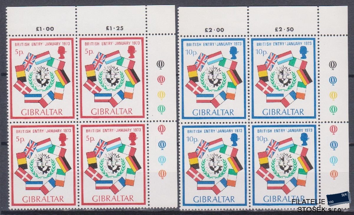 Gibraltar známky Mi 297-98 4 Blok
