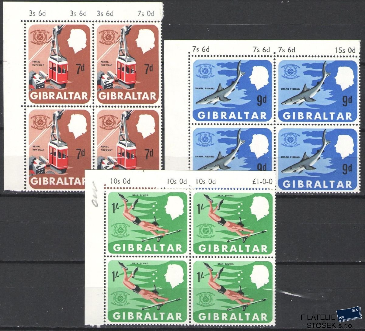 Gibraltar známky Mi 202-204 4 Blok