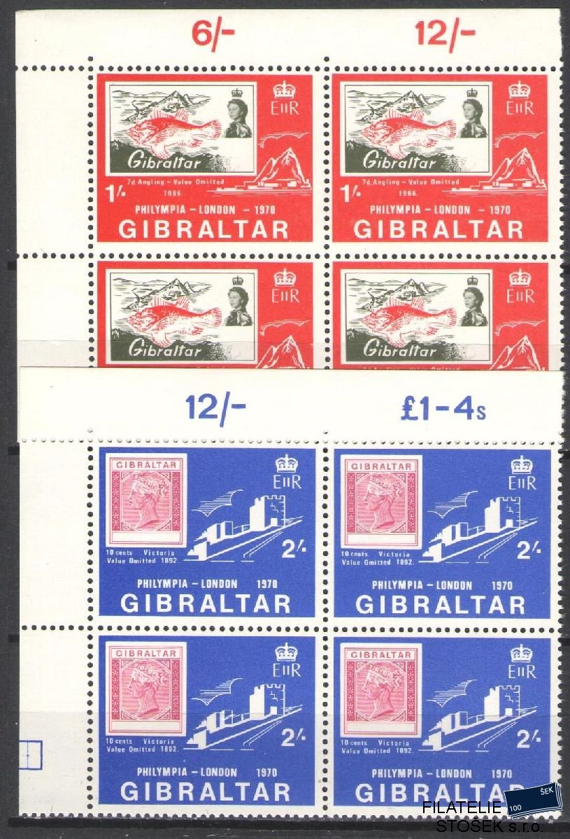 Gibraltar známky Mi 241-42 4 Blok