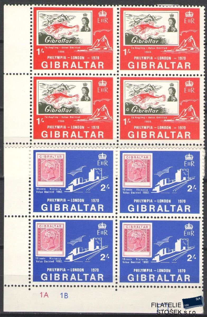 Gibraltar známky Mi 241-42 4 Blok