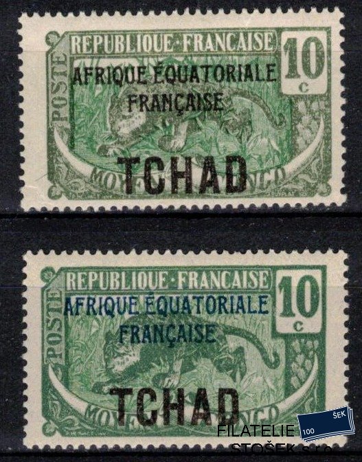 Tchad známky Yv 23+23a sestava známek - modrý a černý přetisk