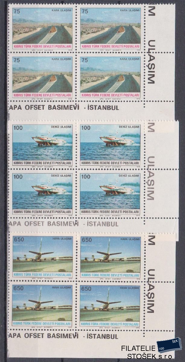 Turecký Kypr známky Mi 57-59 4 Blok