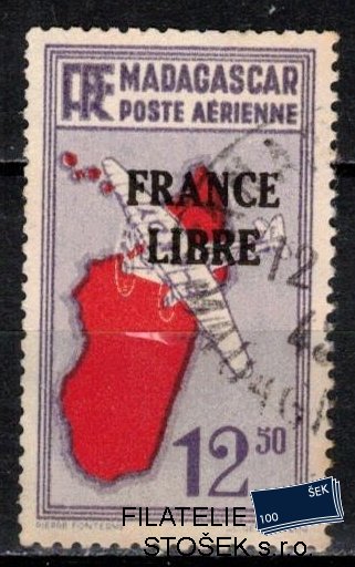 Madagaskar známky Yv PA 49 přetisk France Libre