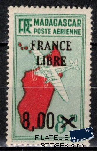 Madagaskar známky Yv PA 54 přetisk Frnce Libre