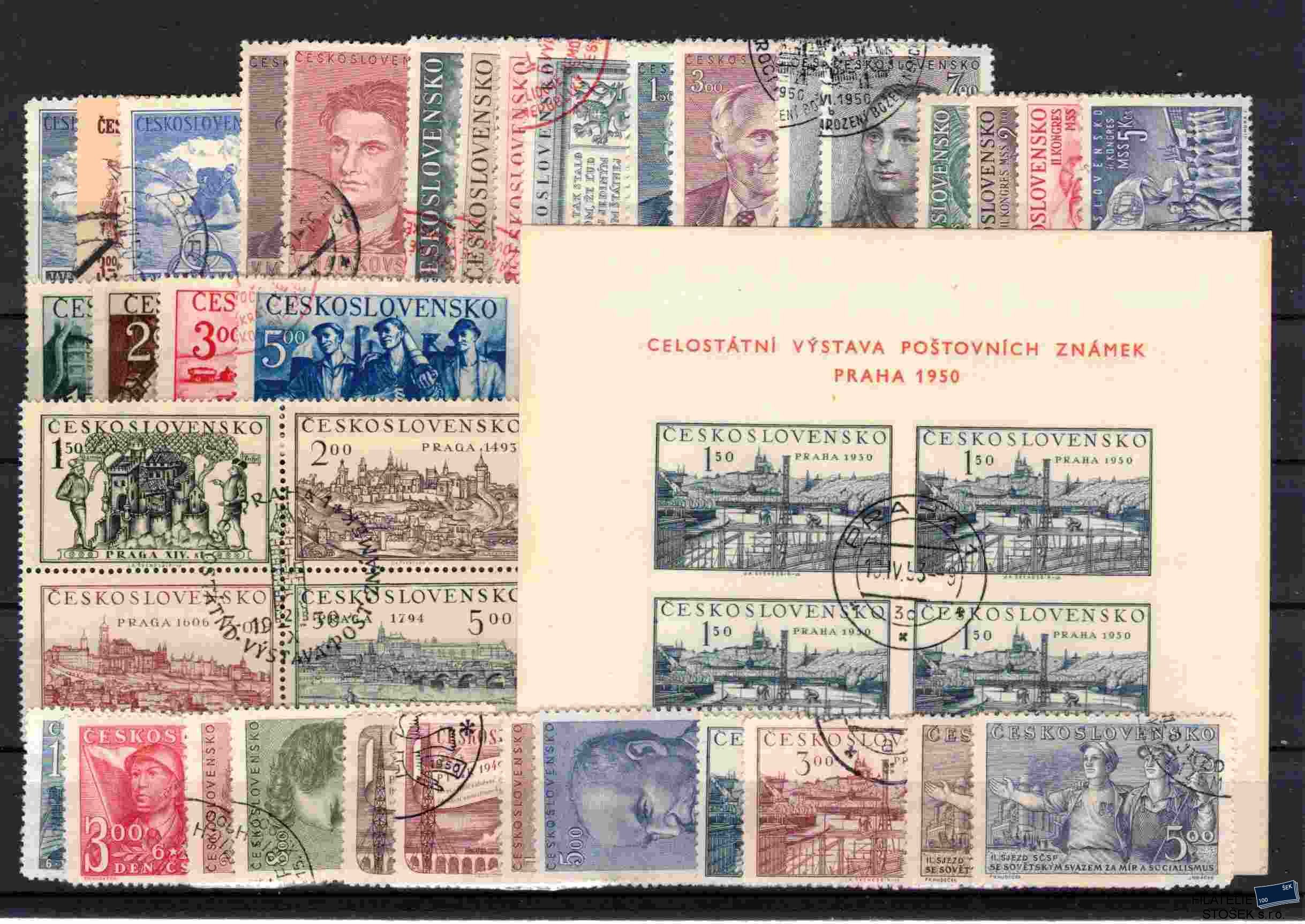 ČSSR Ročník známek 1950 na kartičce A5