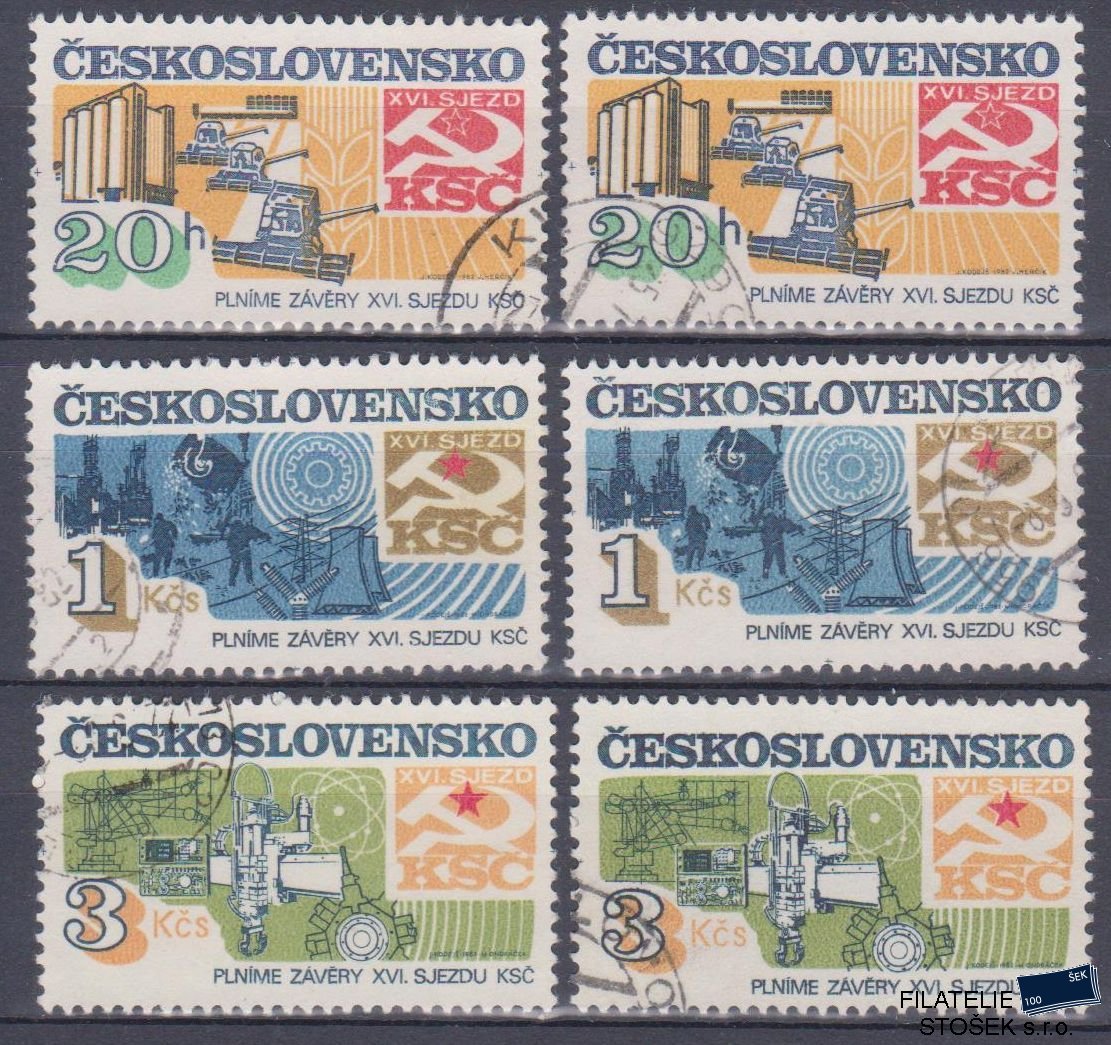 ČSSR známky 2557-9 papír fl1 a fl2