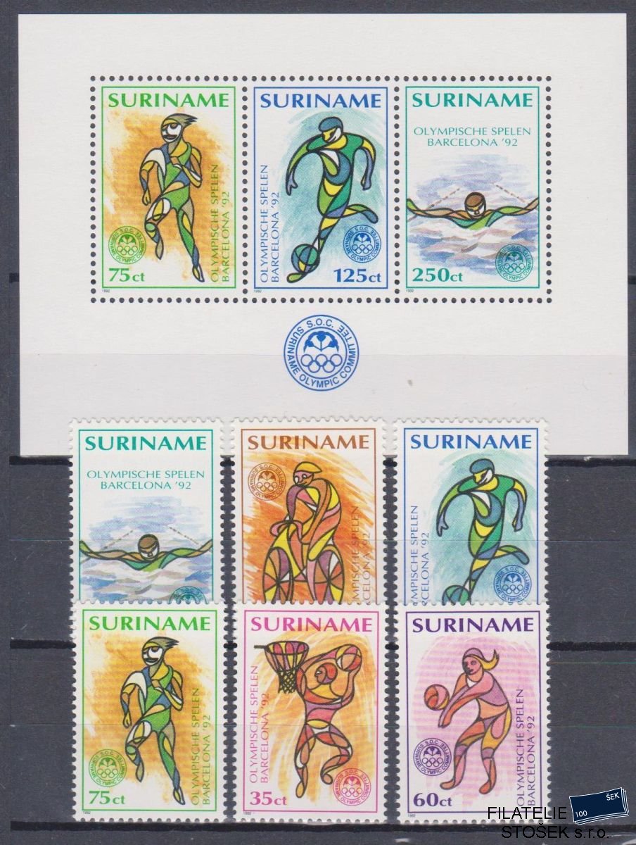 Surinam známky Mi 1407-12+Bl.58