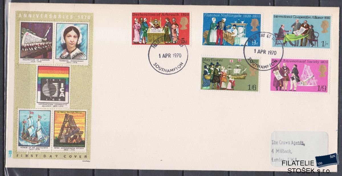 Anglie celistvosti Mi 539-43 FDC