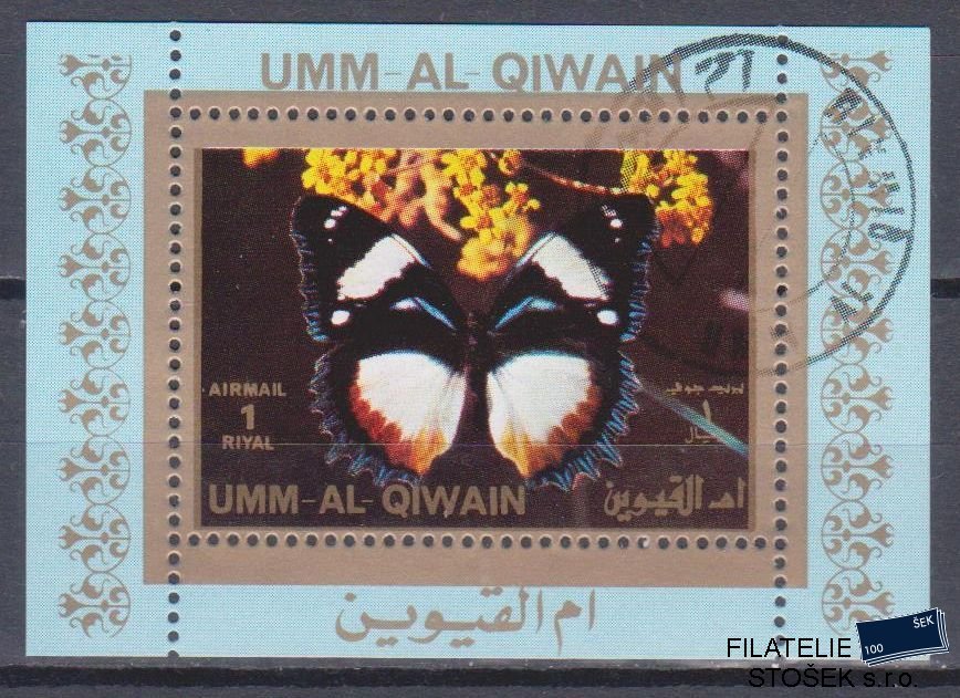 Umm al Qiwan známky - Motýli - Blok