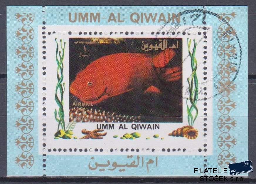 Umm al Qiwan známky - Ryby - Blok