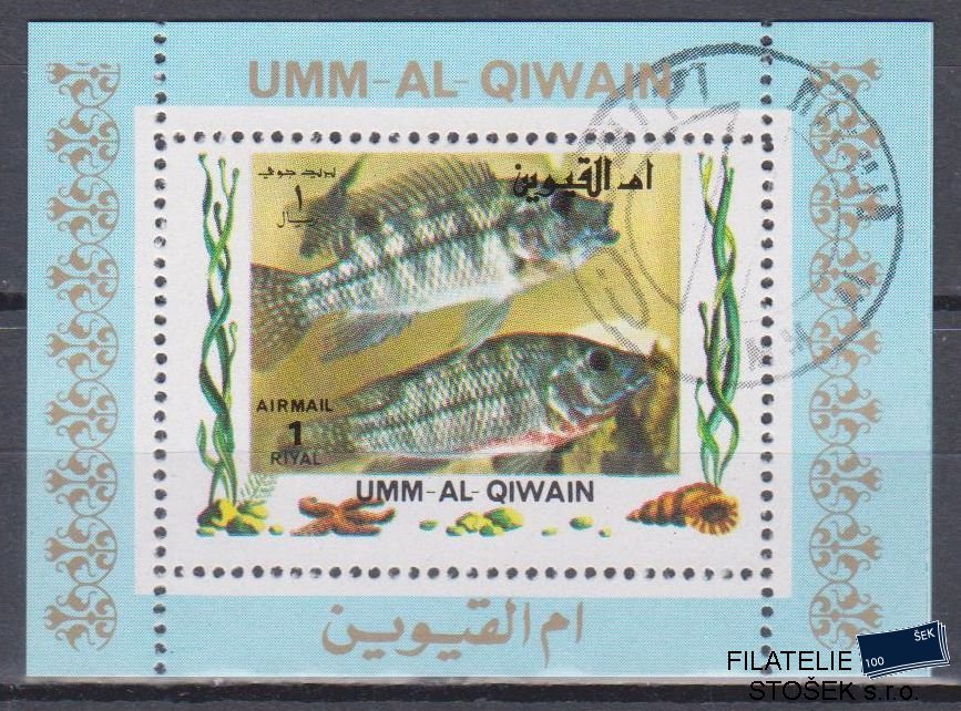 Umm al Qiwan známky - Ryby - Blok