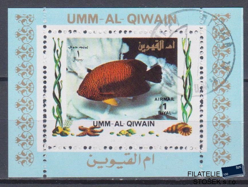 Umm al Qiwan známky - Ryby - Blok