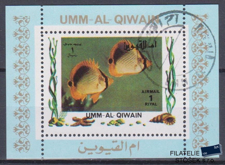 Umm al Qiwan známky - Ryby - Blok