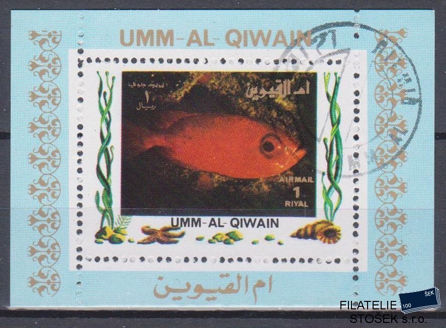 Umm al Qiwan známky - Ryby - Blok