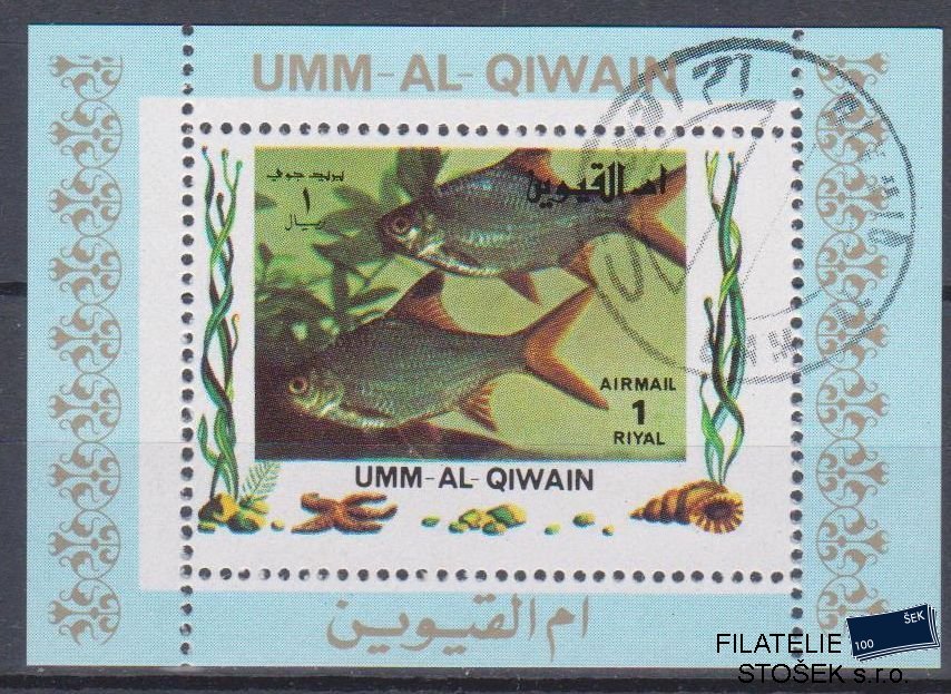 Umm al Qiwan známky - Ryby - Blok