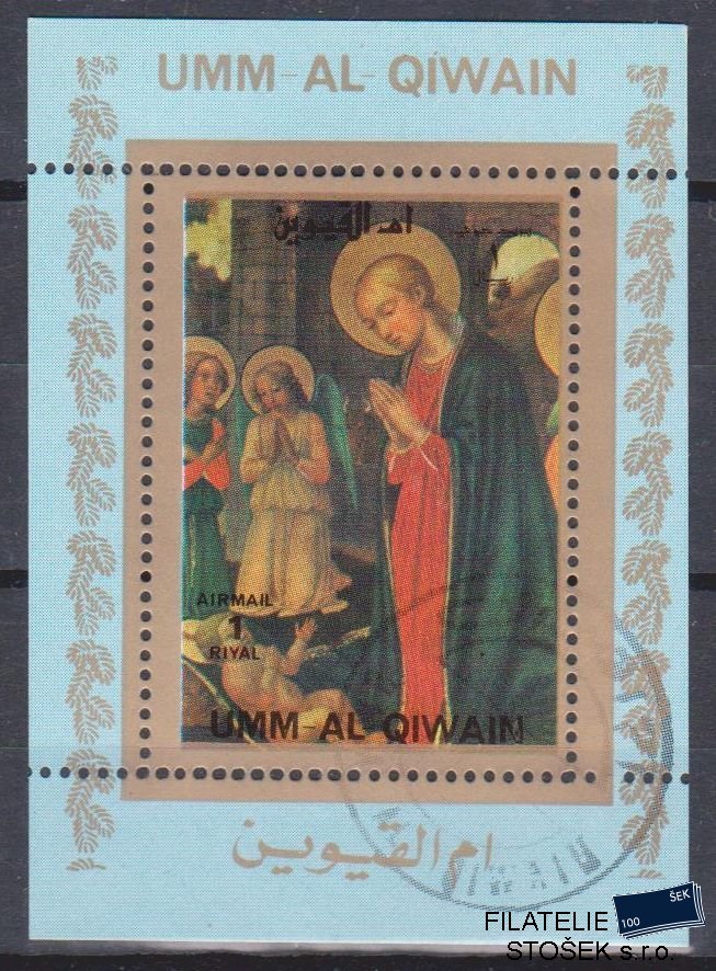 Umm al Qiwan známky - Umění - Blok