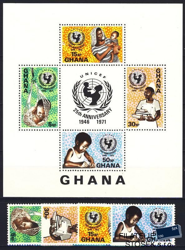 Ghana známky Mi 0446-9 + Bl. 44