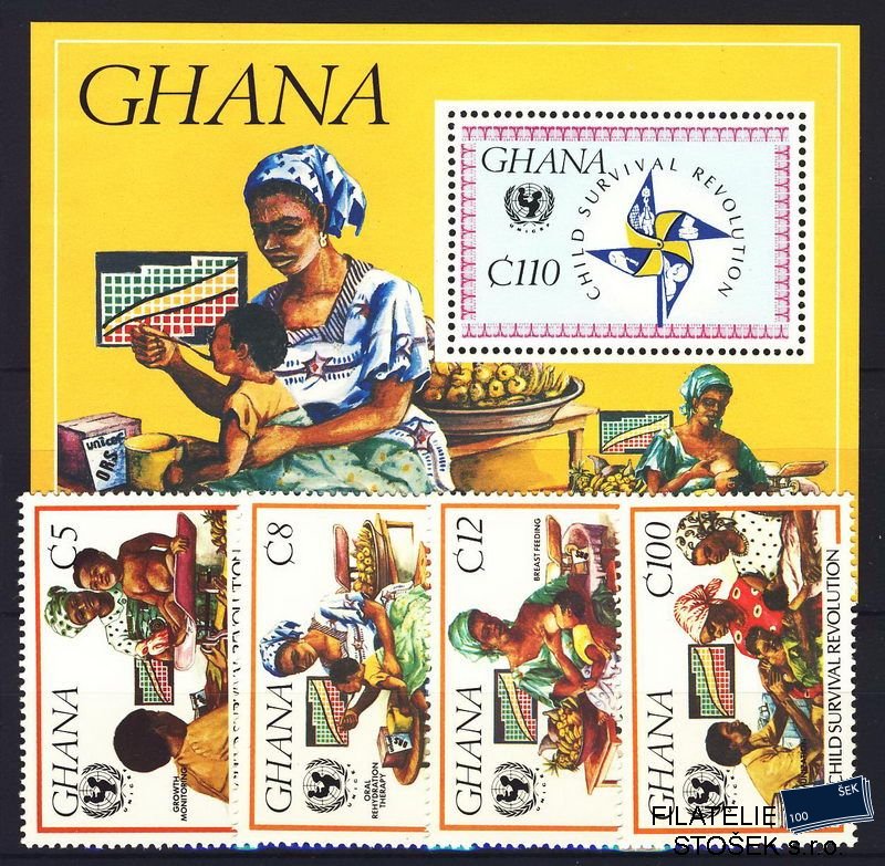 Ghana známky Mi 1124-7 + Bl. 122