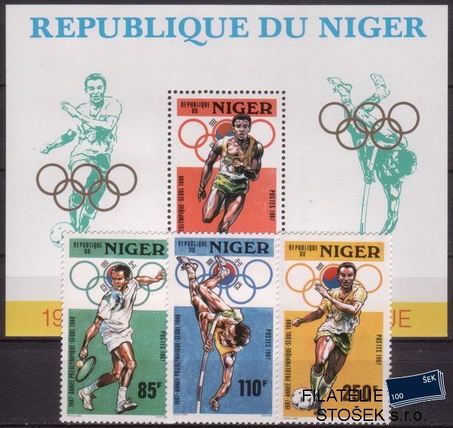 Niger známky Mi 1015-7+Bl.50